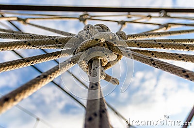 Many ropes and one big knot Stock Photo