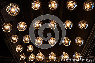 Many round electrical lamps Stock Photo