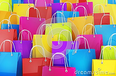 Many shopping bag Cartoon Illustration