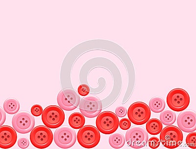 Many sizes of red and pink clothing buttons Vector Illustration