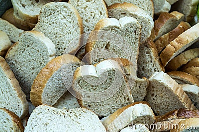 Many slices of dry old bread Stock Photo