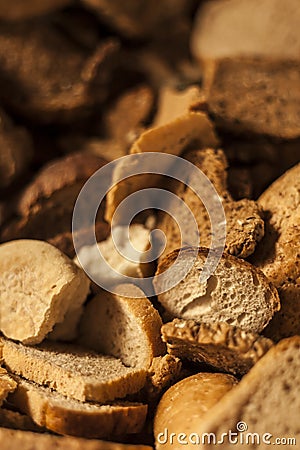 Many slices of stale bread. Stock Photo