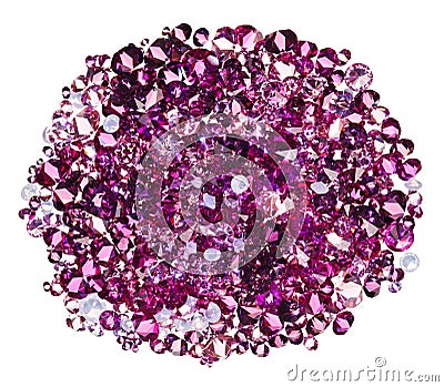 Many small ruby diamond (jewel) stones heap Stock Photo