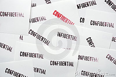 Many stamped confidential on white paper Stock Photo
