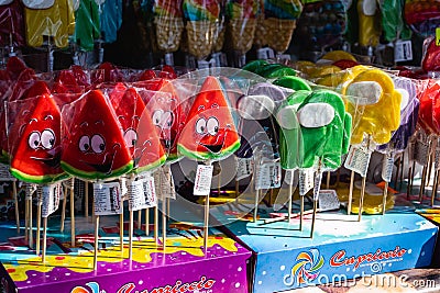 Many sweet colorful lollipops Editorial Stock Photo