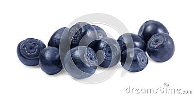 Many tasty ripe bilberries isolated on white Stock Photo