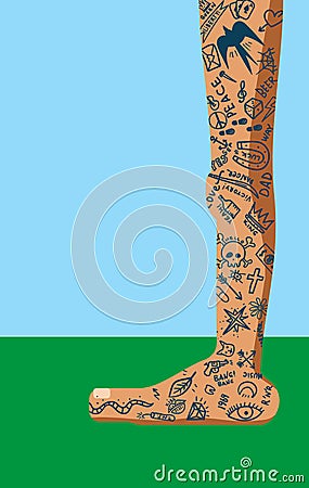 Many tattoo legs Vector Illustration