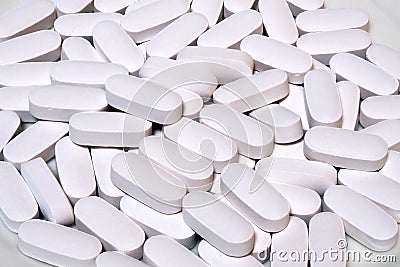 Many Thick White Generic Tablets Stock Photo