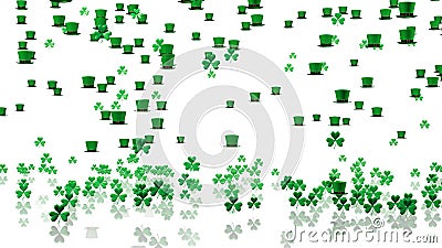 Many Tiny Green Irish Hats and Clovers with a Reflecting Floor Stock Photo