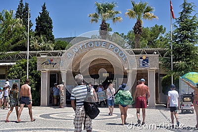 Many tourists at the entrance to Cleopatra's Pool Editorial Stock Photo