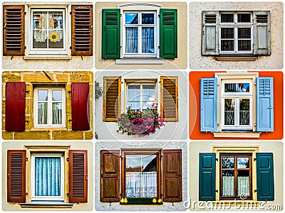 many traditional shutters Stock Photo