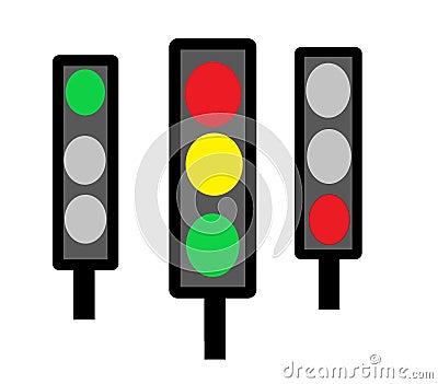 Many traffic light with white background. Stock Photo