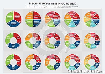 Many type of pie chart for Business, Sale forecast Stock Photo