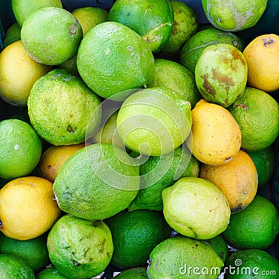 Many Ugly Lemons For Sale at Greek Market Stock Photo