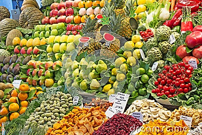 Many various fruit and vegetables Stock Photo