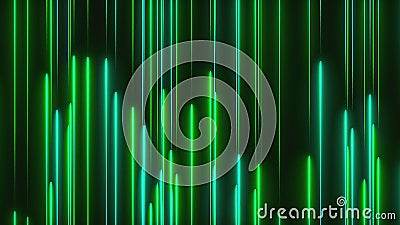 Many vertical neon lighting lines, abstract computer generated backdrop, 3D render Stock Photo