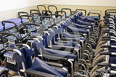 Many wheelchairs in the hospital Editorial Stock Photo