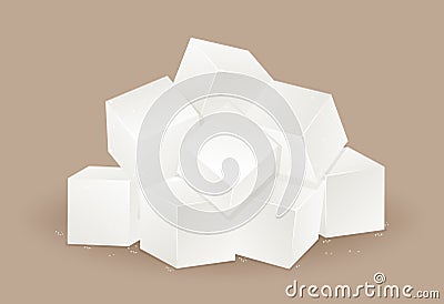 Many white sugar cube Vector Illustration