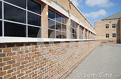Many windows for a brick building Stock Photo