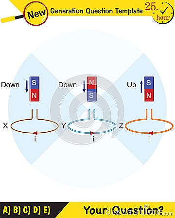 Physics, Magnetic field, Electromagnetic field and magnetic force, Polar magnet schemes, Educational magnetism physics vector, Mag Stock Photo