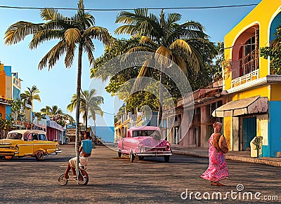 Manzanillo, Granma, Cuba. Generative AI. Stock Photo