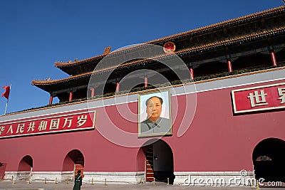 Mao Cetung portrait, Entrance of Gate of Heavenly Peace, Beijing Editorial Stock Photo