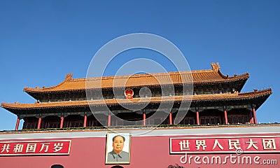 Mao Cetung portrait, Entrance of Gate of Heavenly Peace, Beijing Editorial Stock Photo