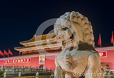 Mao Tse Tung Tiananmen Gate in Forbidden City Palace - Beijing C Editorial Stock Photo
