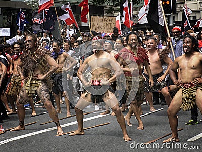 Maori anti TPP protest Editorial Stock Photo