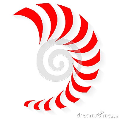 Maori Koru Nautilus Spiral red shadow Vector Illustration