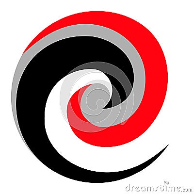 Maori Koru Spiral Logo black red grey Vector Illustration