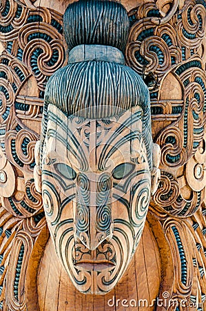 Maori Mask - Rotorua - New Zealand Editorial Stock Photo