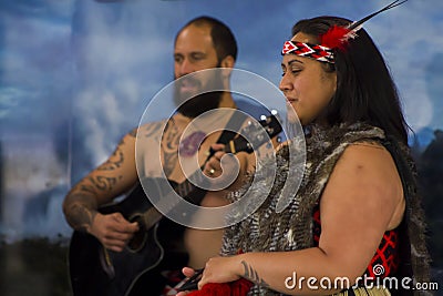 Maori performing traditional dance haka Editorial Stock Photo