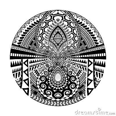 Maori polynesian ethnic circle tattoo shape Vector Illustration