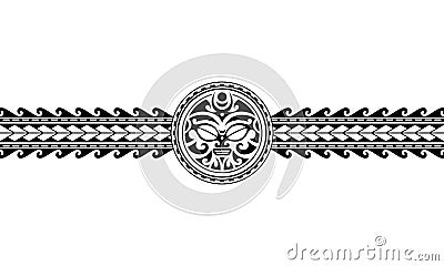 Maori polynesian tattoo border tribal sleeve pattern vector. Samoan bracelet tattoo design fore arm or foot. Vector Illustration