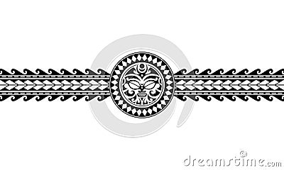 Maori polynesian tattoo border tribal sleeve pattern vector. Samoan bracelet tattoo design fore arm or foot. Vector Illustration