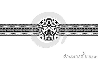 Maori polynesian tattoo border tribal sleeve pattern vector. Samoan bracelet tattoo design fore arm or foot. Vector Illustration