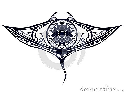 Maori style tattoo pattern in shape of manta ray. Fit for shoulders and upper back. Vector Illustration