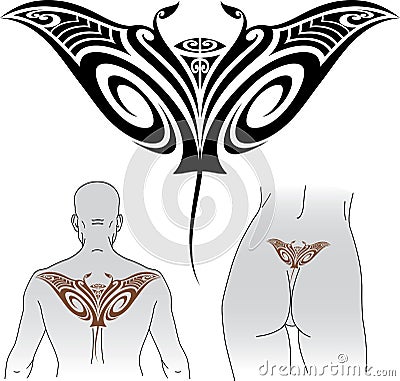 Maori Manta tattoo design Vector Illustration