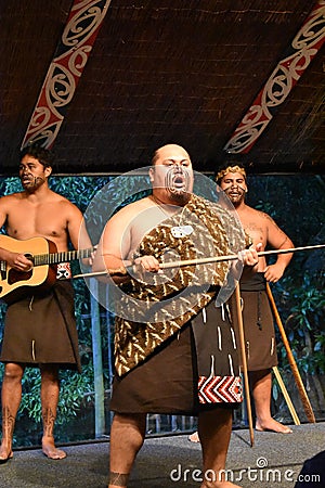 Maori Cultural show performance by men Editorial Stock Photo