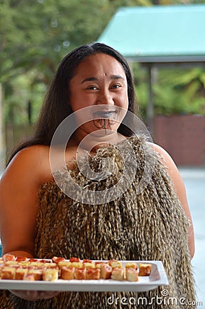 Maori woman smiling Editorial Stock Photo