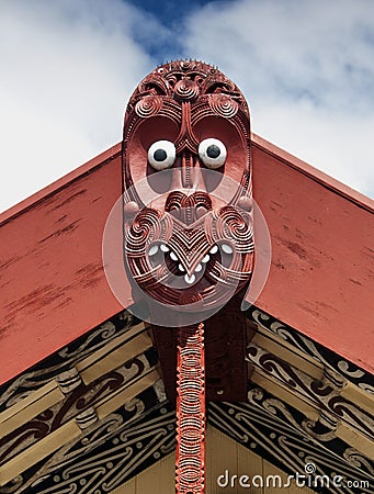 Maori wood carving Editorial Stock Photo