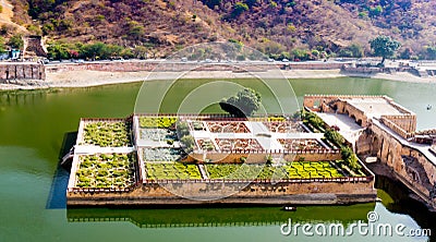 Maota lake and garden from amer fort jaipur Stock Photo