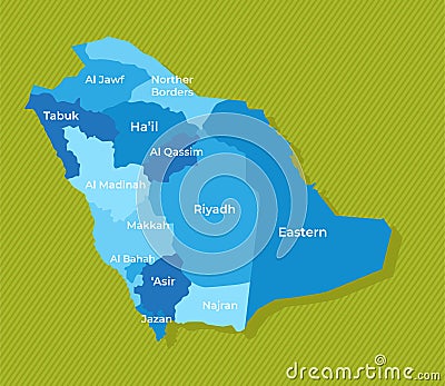 Vector Saudi Arabia map set flat illustration Vector Illustration