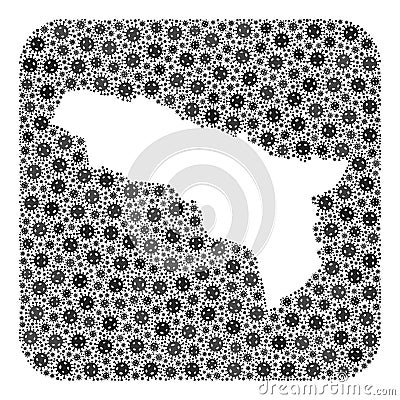 Map of Abkhazia - Coronavirus Mosaic with Empty Space Vector Illustration