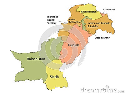 Map of Administrative Division of Pakistan Vector Illustration