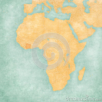 Map of Africa - Cote d`Ivoire Stock Photo