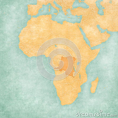 Map of Africa - Democratic Republic of the Congo Stock Photo