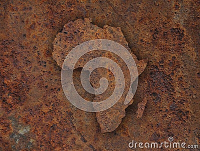 Map of Africa on rusty metal Stock Photo