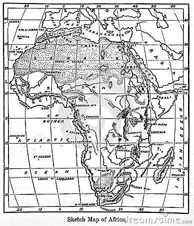 Map of Africa from a vintage book Encyclopaedia Britannica by A. Stock Photo